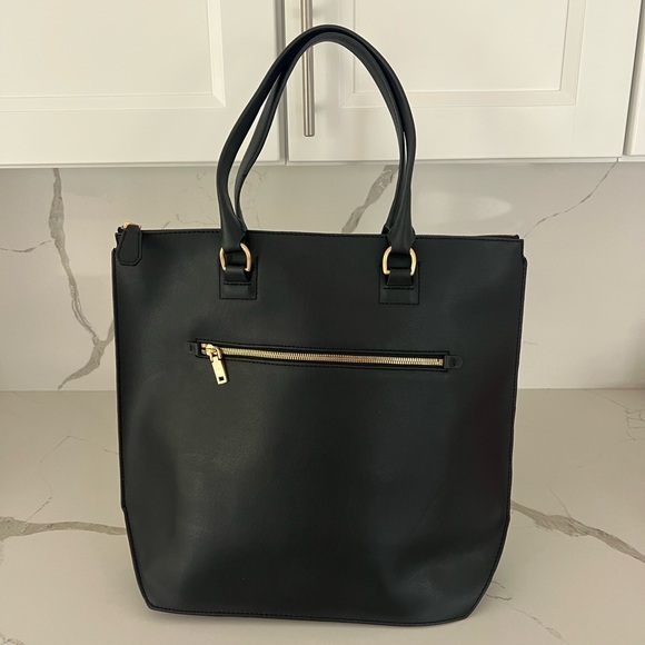 NWT J.Crew Leather Tall Crosley Tote in Black